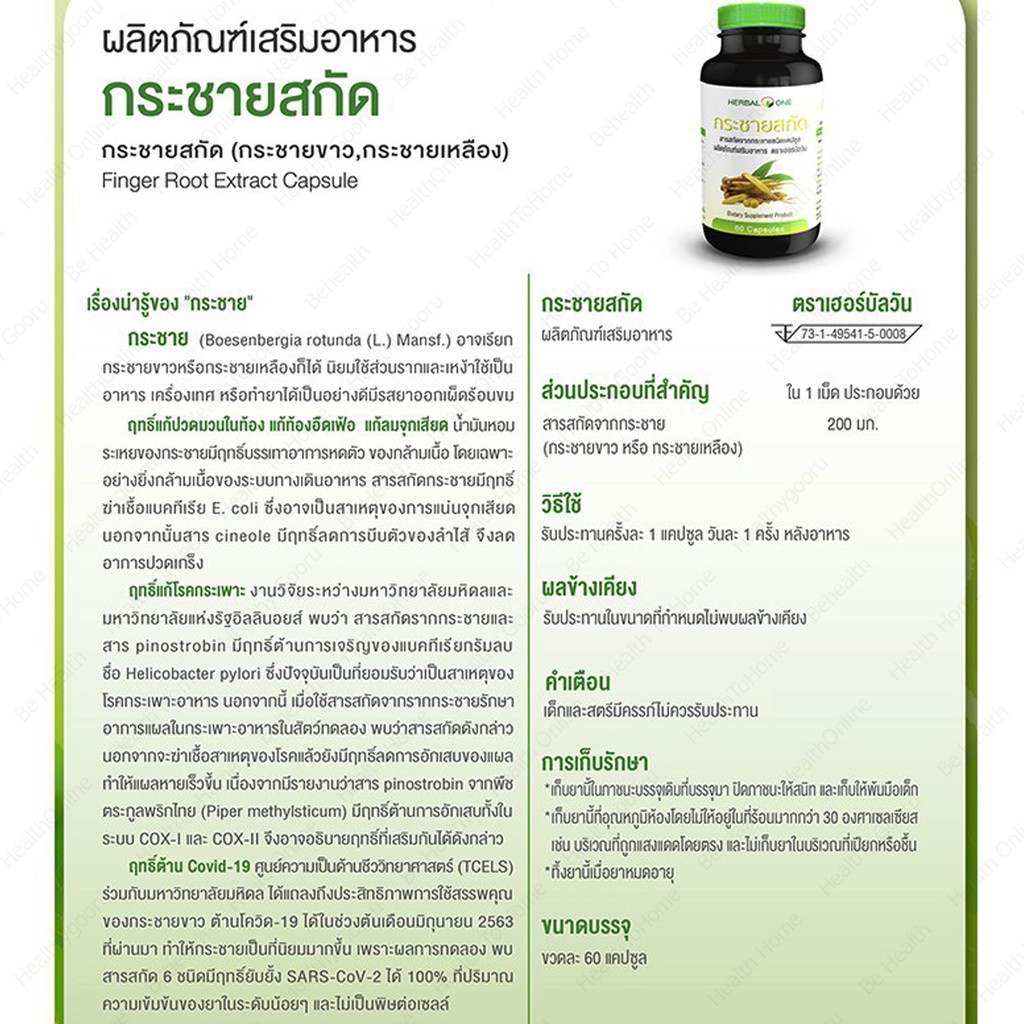 กระชายสกัด Herbalone 60 แคปซูล